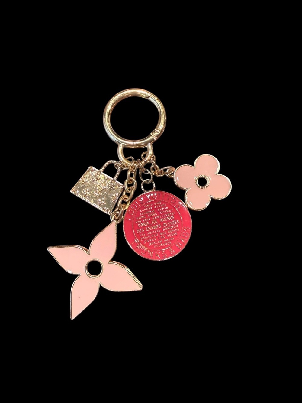 LV Pink and Red Flower Keychain Charm